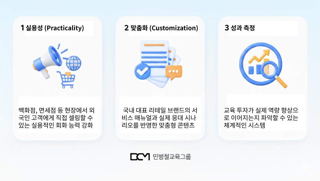 글로벌 리테일 기업의 과정 요청 배경 = 실용성, 맞춤화, 성과측정
