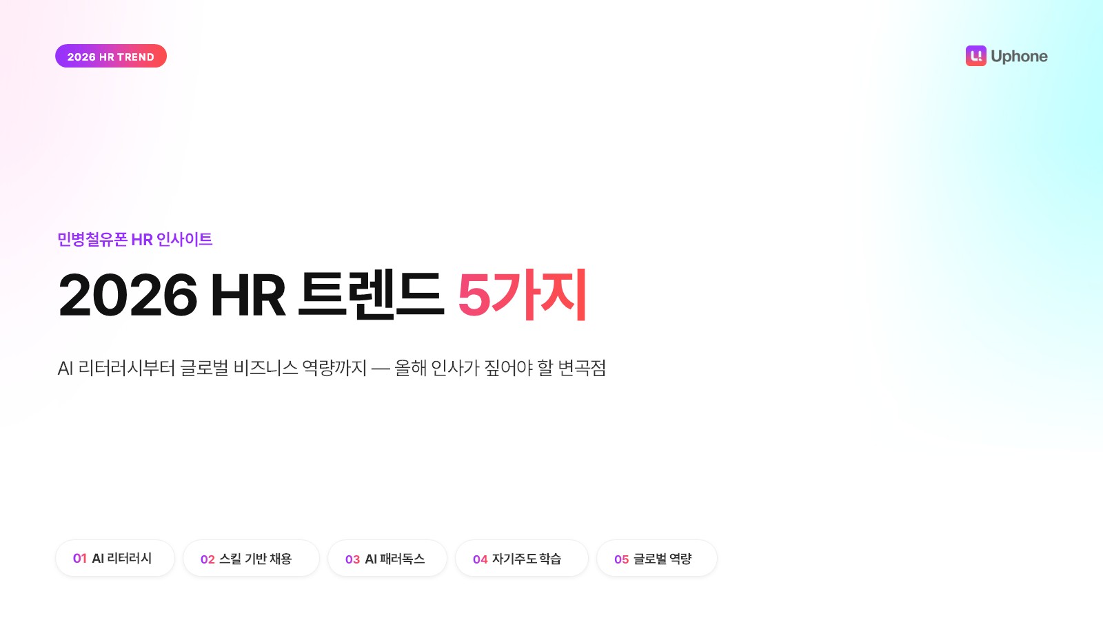 2026 HR 트렌드 5가지: AI 리터러시부터 글로벌 역량까지